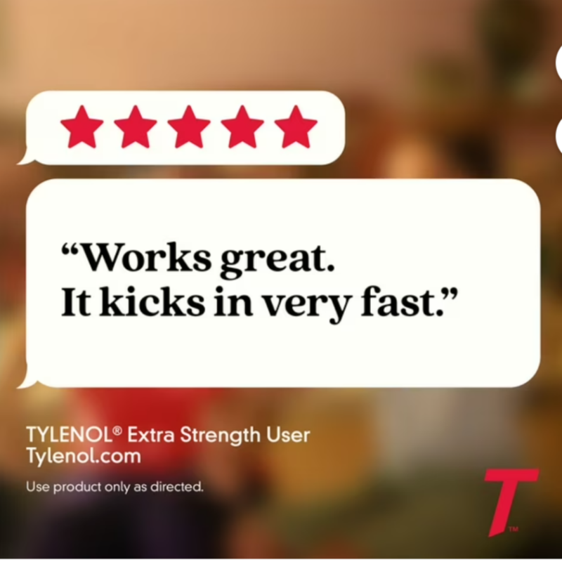 Tylenol Extra Strength, 500 mg. Acetaminophen, 2 caplets/pk., 50 pk